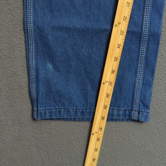 Liberty Denim Bib Overalls Men's 34x30 Blue Carpenter Loop Uneven Inseam Length - Picture 9 of 14